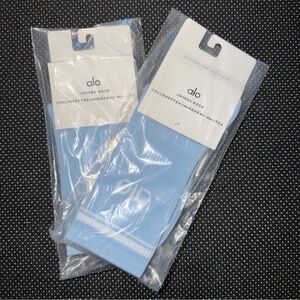 ALO Yoga Light Blue Athletic Socks with White Stripes - 2 Pair